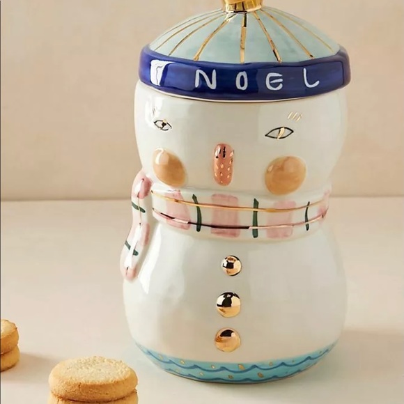 Anthropologie Other - BIRDCANFOX Joyeux Noel Snowman Cookie Jar